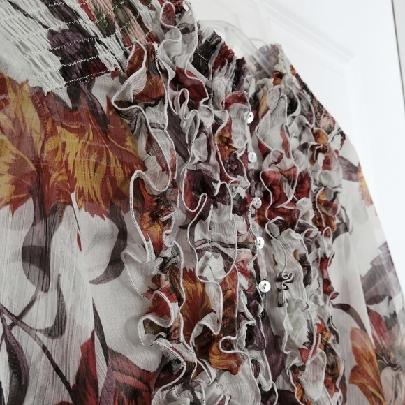 Zara Sheer Ruffled Floral Blouse - Picture 3 of 6